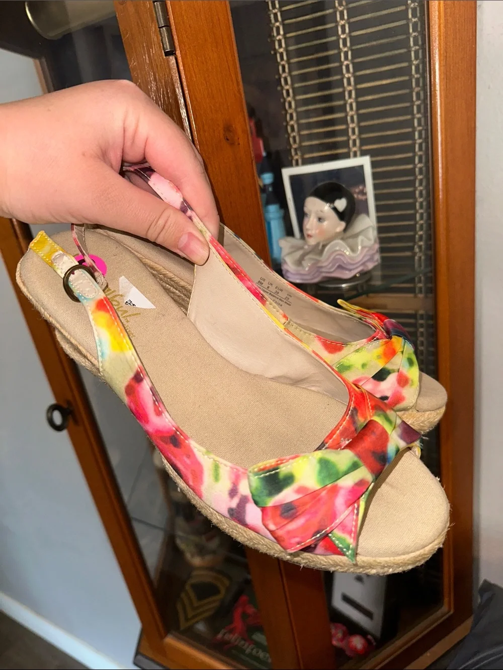 Natural Soul Womens Multicolor Tie-Dye Slingback Wedge Sandals